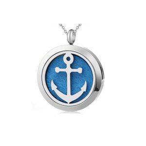 Anchor Pendant Stainless Steel Essential Oil Necklace Hypoallergenic